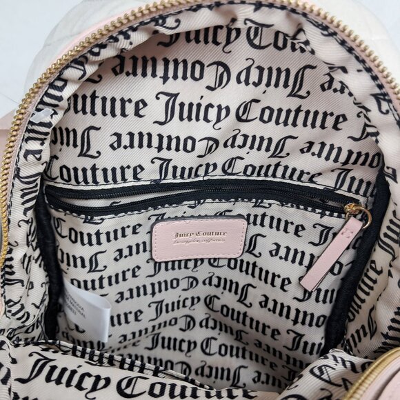 Juicy Couture Royal Moment Pink Cream Soft Velvet Backpack Purse Bag - Picture 12 of 16